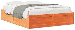 Letto Senza Materasso Marrone Cera 160x200 Cm İn Legno Di Pino /