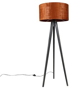 Lampada da terra a treppiede nera con paralume rosso 50 cm - Tripod Classic