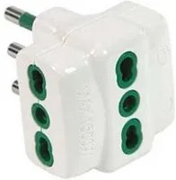 10pz adattatore triplo bipasso 2 poli + terra 16a bianco linea garanti - bianco 82620-e fer419819