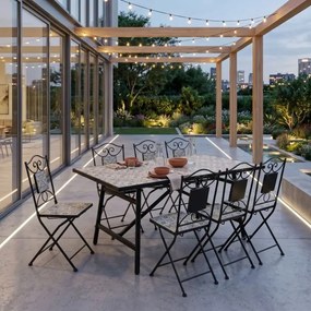 Set Tavolo E Sedie Da Esterno 90x160 Cm In Ferro E Maioliche Amalfi