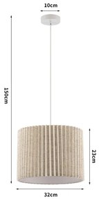 Brilagi - Lampada a sospensione con cavo NORDIC WAVE 1xE27/15W/230V Ø 32 cm lino/bianco