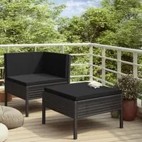 Set Divani da Giardino 2 pz con Cuscini in Polyrattan Nero 310207