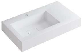 Lavabo integrale rettangolare vasca a sinistra L 120.5 x H 15 x P 46 cm in resina bianco opaco