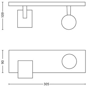 Philips 53092/48/12 - Faretto RUNNER 2xGU10/50W/230V