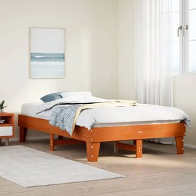 Letto Senza Materasso Marrone Cera 120x200 Cm İn Legno Di Pino /