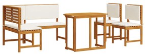 Set da pranzo da giardino 4 pezzi  con cuscini - legno massello di acacia