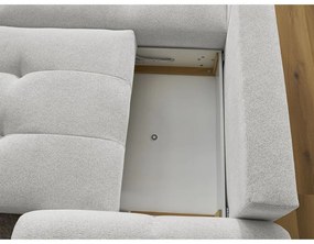 Divano angolare grigio chiaro allungabile/con contenitore (con penisola a sinistra/con chaise lounge) con rivestimento in ciniglia Roxelane – Bobochic Paris