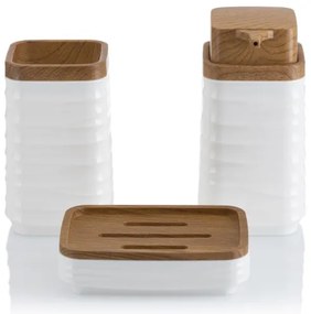 Set da bagno WAVE 5 pz bianco/marrone