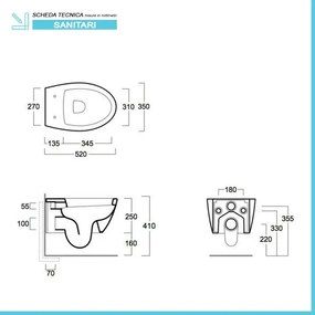 Wc sospeso Rimless LFT Spazio di Simas in ceramica bianca lucida