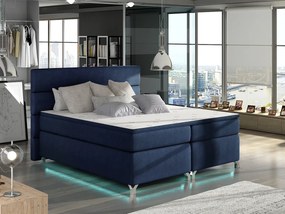 Letto matrimoniale boxspring Vasco de Gama - 180 x 200 cm , Tessuto pregiato blu