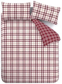 Set copripiumino e federa burgundy per letto matrimoniale e per letto esteso 230x220 cm Kelso Check – Catherine Lansfield