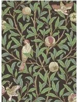 Morris & Co Carta da parati Bird & Pomegranate - Charcoal/ Sage