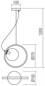 Redo 01-2319 - Lampadario a sospensione con filo KLEIDI 1xE14/28W/230V diametro 27 cm marrone