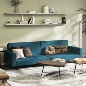 Divano Letto A 2 Posti Blu İn Velluto /