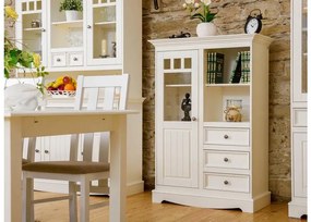 Vetrinetta shabby chic pino massello bianco