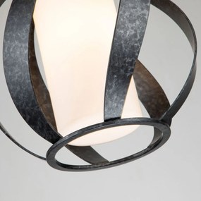 Lampadario Per Esterno Nordico Blacksmith Acciaio Nero Antico Vetro 1 Luce E27