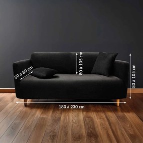 Copridivano nero con rivestimento elastico per divano a 3 posti Sacha – douceur d'intérieur