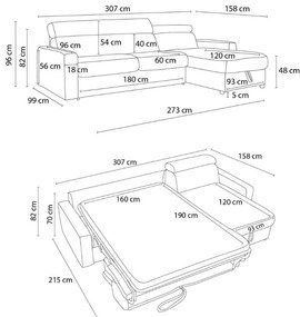 Divano angolare in verde scuro allungabile (con composizione variabile) con rivestimento in velluto a coste Monaco – Bobochic Paris