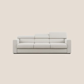 Dylan divano a 3 sedute con pouf estraibile poggiapiedi in tessuto fiammato simil cotone impermeabile T19