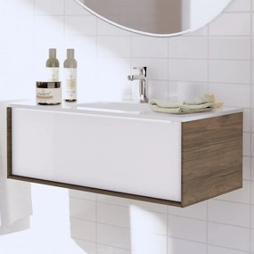 Mobile sottolavabo e lavabo Neo rovere noce L 90 x H 32 x P 48 cm 1 vasca