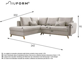 Divano letto angolare grigio chiaro L, angolo sinistro Scandic Lagom - Miuform