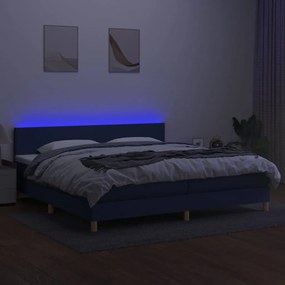 Letto a molle materasso e led blu 200x200cm in tessuto