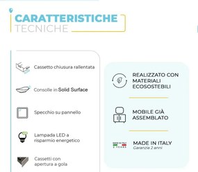 Mobile bagno sospeso 120 cm Master bianco doppio lavabo e 4 cassetti