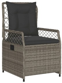 Set da pranzo da giardino 7 pz con cuscini in polyrattan grigio