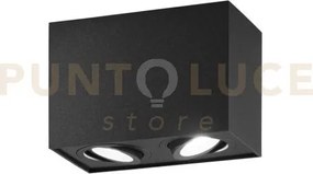 Plafoniera town nera quadrata 2 luci attacco gu10 17,8x9,6x12,5cm