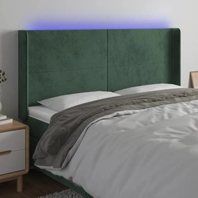 Testiera A Led Verde Scuro 183x16x118/128 Cm İn Velluto /