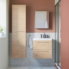 Mobile sottolavabo e lavabo Remix New rovere chiaro L 75 x H 57.7 x P 33 cm 1 vasca 2 cassetti