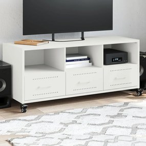 Mobile Tv Bianco 100,5x39x43,5 Cm İn Acciaio Laminato A Freddo /