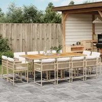 Set da Pranzo da Giardino 13 pz con Cuscini Beige in Polyrattan 3211588