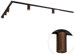 Sistema di illuminazione a binario moderno con 5 faretti bronzo scuro monofase GU10 50 mm - Iconic Ruby