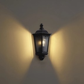 Lanterna da parete classica per esterni nera IP44 - Havana Half