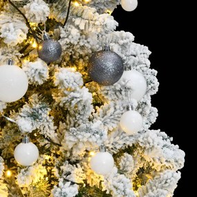 Albero Natale Incernierato con 150 LED e Palline 120 cm