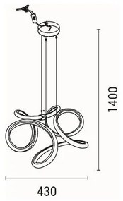 Lampadario LED a sospensione con filo LED/38W/230V 3000K