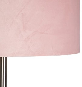 Lampada da terra acciaio paralume rosa 50 cm - SIMPLO