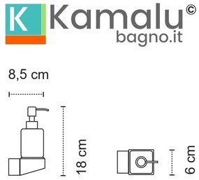 Kamalu - Dispenser di sapone sospeso in acciaio inox bianco opaco e vetro opaco | NUEVO-B