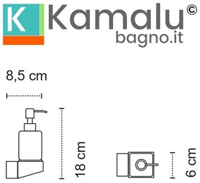 Kamalu - dispenser di sapone sospeso in acciaio inox bianco opaco e vetro opaco | nuevo-b