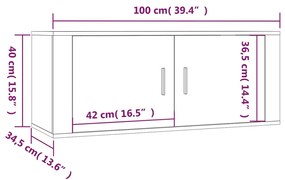 Mobile Porta TV a Parete rovere fumo 100x34,5x40 cm