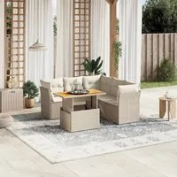 Set Divano da Giardino 5 pz con Cuscini Beige in Polyrattan 3270827