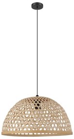 Lampadario Natura Claverdon nero paralume marrone E27 Ø49.5cm EGLO