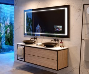 Specchio bagno retroilluminato LED L61 smart specchio per bagno con Stazione meteo Wi-Fi sinistra, Altoparlante Bluetooth