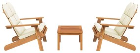 Set salotto da giardino adirondack 3pz legno massello di acacia