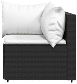 Set divani da giardino 4 pz con cuscini nero in polyrattan