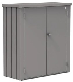 Box portattrezzi in acciaio BIOHORT L 132 x P 50 x H 140 cm grigio quarzo metallizzato