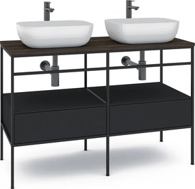 Mobile bagno da terra con lavabo L 120 x H 92 x P 45.5 cm nero 2 cassetti per doppia vasca Outline