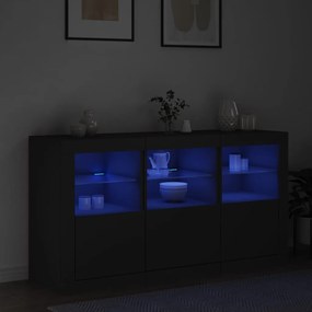 Credenza con luci led nera 123x37x67 cm