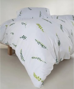 Set copripiumino e federa bianco/verde in raso di cotone per letto matrimoniale ed esteso 240x220 cm Marseille Floral – Mila Home Luxury